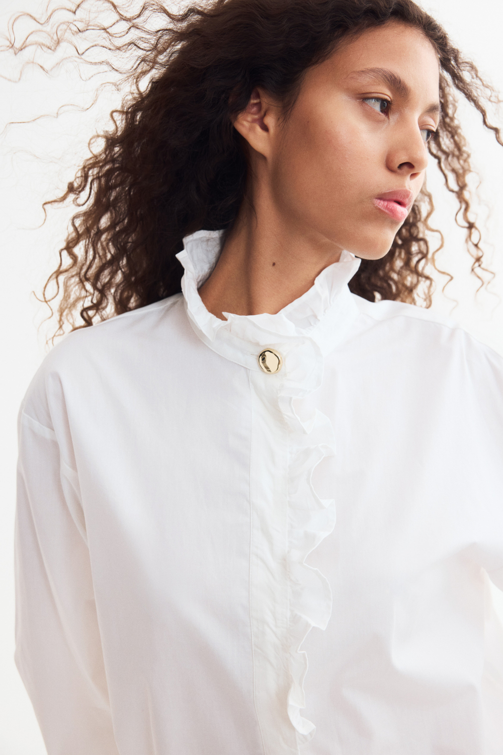 Хлопковая блузка с оборками — Белый - H&M