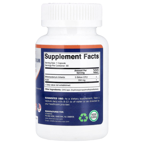 Vitamatic, Bifidobacterium infantis, 60 капсул DRcaps® из гипромеллозы