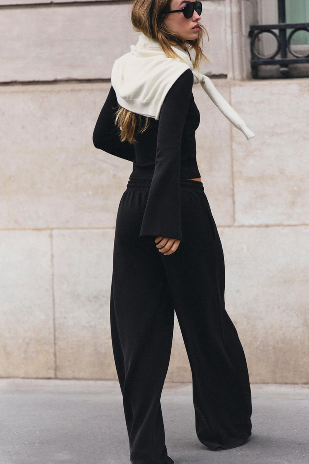ZARA ПРЯМЫЕ ДЛИННЫЕ БРЮКИ, ЧЕРНЫЙ
