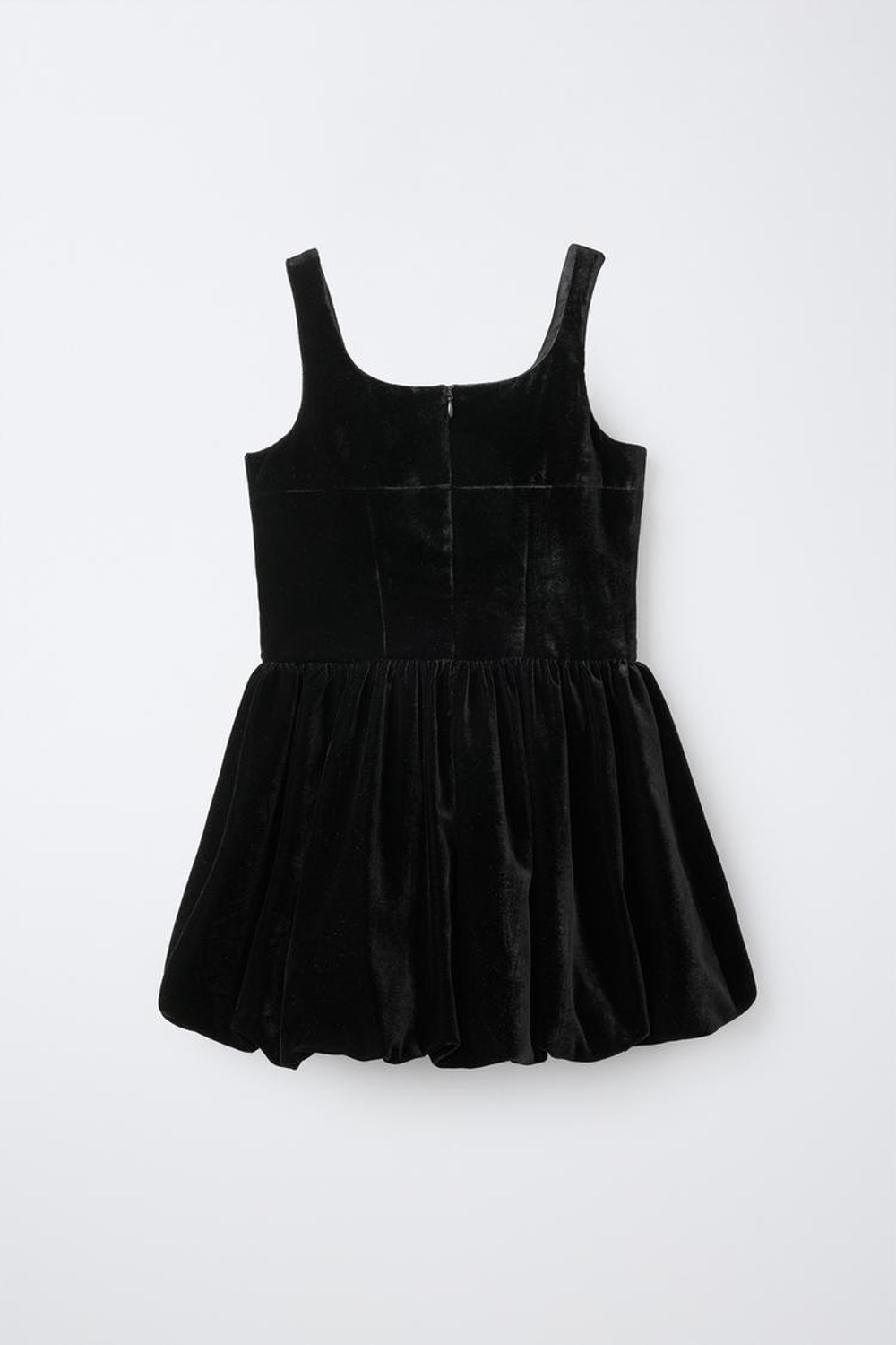ZARA БАРХАТНОЕ ПЛАТЬЕ-БАЛЛОН, ЧЕРНЫЙ