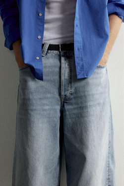 ZARA ДЖИНСОВЫЕ ШОРТЫ BAGGY FIT, ГОЛУБОЙ