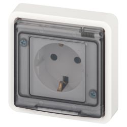 Розетка ЭРА Эксперт 11-2521-01 с заземлением с крышкой 2P+E IP55 16A-250В СУ белый | Эра Эксперт