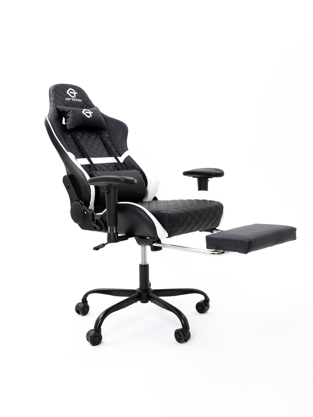 Игровое компьютерное кресло KRESLO COMFORT G-TRACER, экокожа, черное с белым