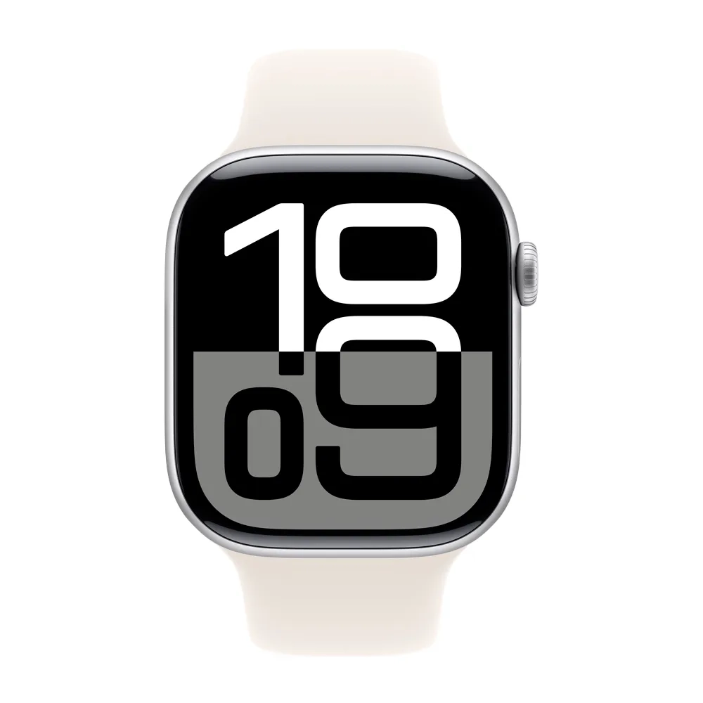 Умные часы Apple Watch Series 10 GPS, 46mm, Silver Aluminium Case with Sport Band M/L, Starlight (Серебристый)