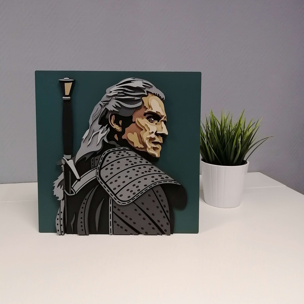 Ведьмак от SamCraft - The Witcher сборная объемная картина из дерева своими руками, покрась, собери и склей. 3D картина