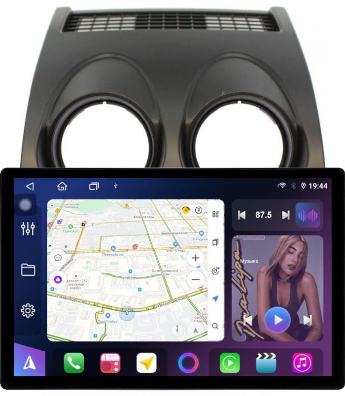 Магнитола для Nissan Qashqai J10 2006-2013, Dualis - FarCar GX877 монитор 13" 2K QLED на Android 13, TS10, 6+128, CarPlay, 4G SIM-слот