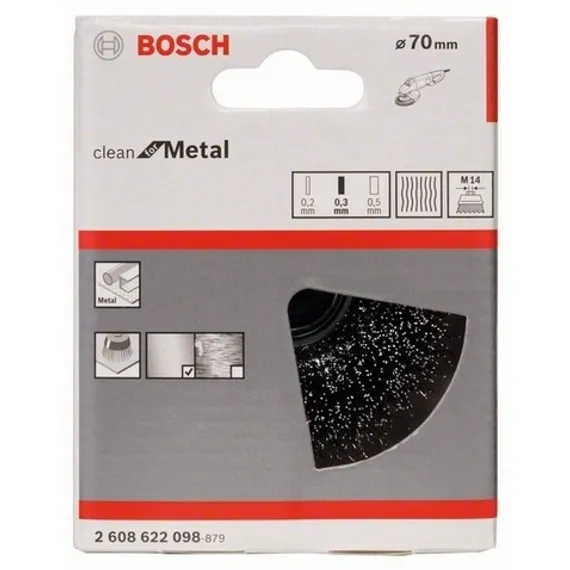 Чашечная щетка BOSCH М14 0.3 x 75мм витая сталь упаковка