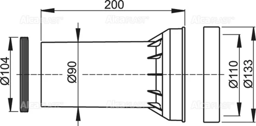 Alcaplast M902 Прокладка+патрубок+прокладка патрубка