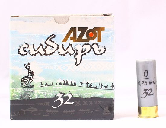 Патрон "Азот" Сибирь 12/70 №0 32 гр. Цена патрона, заказ делается в пачках.