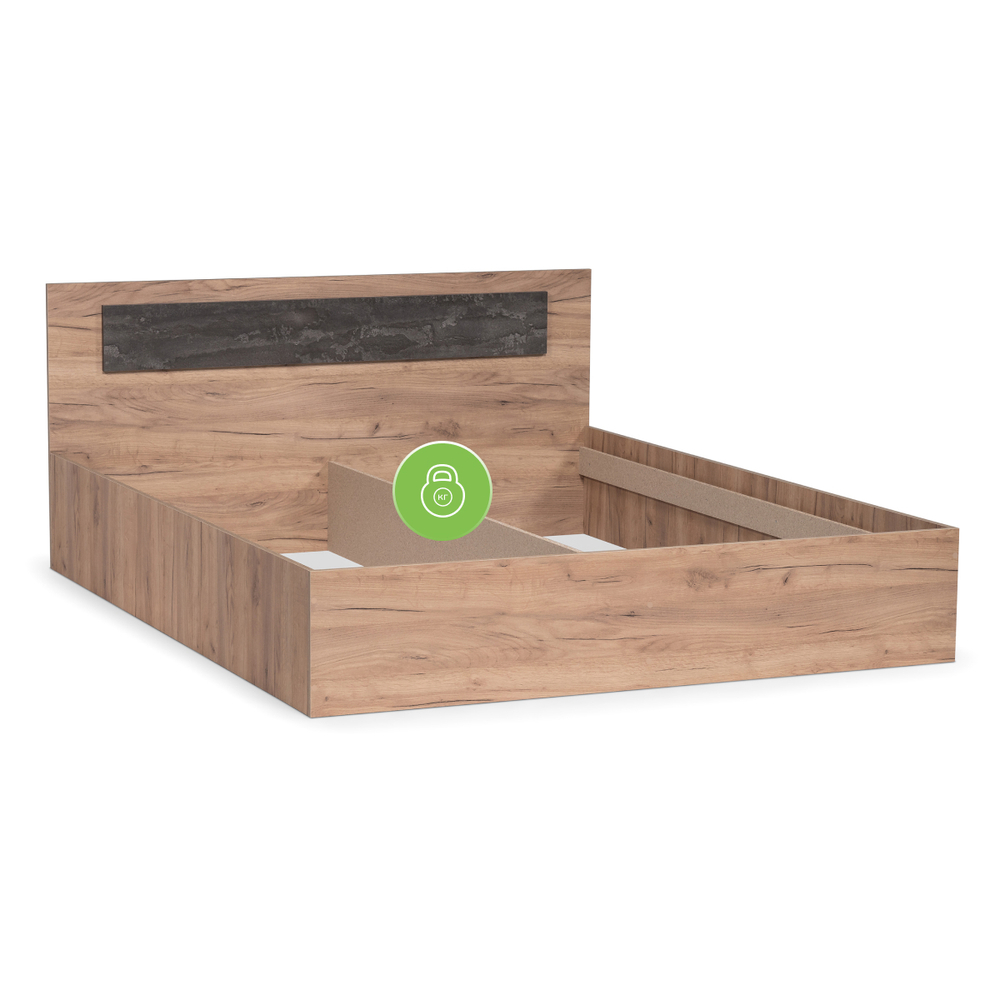 Кровать Woodville Taika 160х200 дуб золотой, камень темный