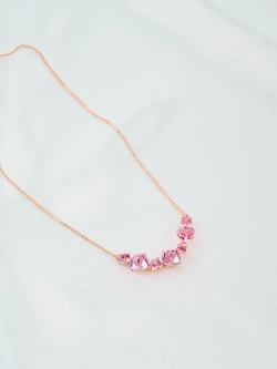 Колье дуга Мираж с розовыми кристаллами Swarovski