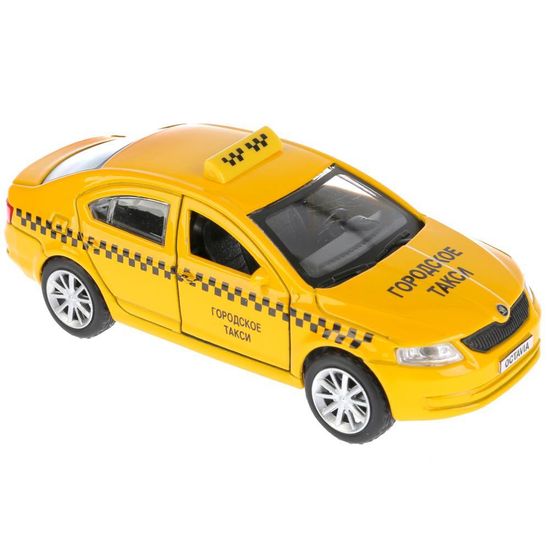 Машина металл SKODA OCTAVIA ТАКСИ длина 12 см, двери, багаж, инерц. кор. Технопарк
