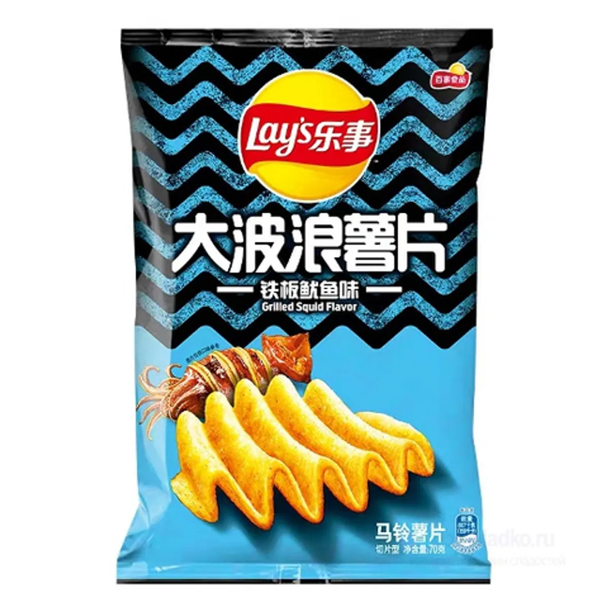 Чипсы Lay's рифленые со вкусом жареного кальмара на гриле
