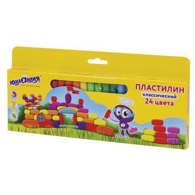 Пластилин 24 цв., 480 г "ЮНЛАНДИК-АРХИТЕКТОР" (ЮНЛАНДИЯ) (Комплект 6шт.)