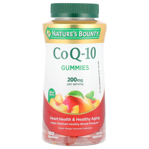 Nature's Bounty, CoQ-10, жевательные мармеладки, персик и манго, 100 жевательных таблеток (100 мг в 1 жевательной мармеладке)
