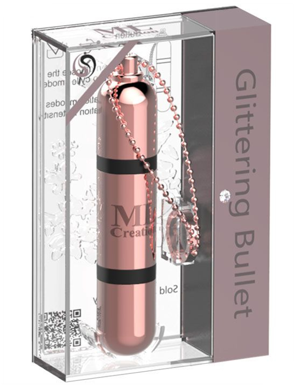 Золотистый мини-вибратор на цепочке Glittering Bullet - 9 см. (Цвет: золотистый)