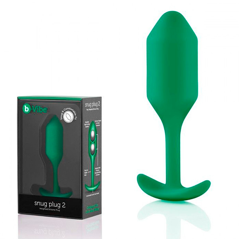 Зеленая пробка для ношения 11,4см b-Vibe Snug Plug 2 BV-008-GRN