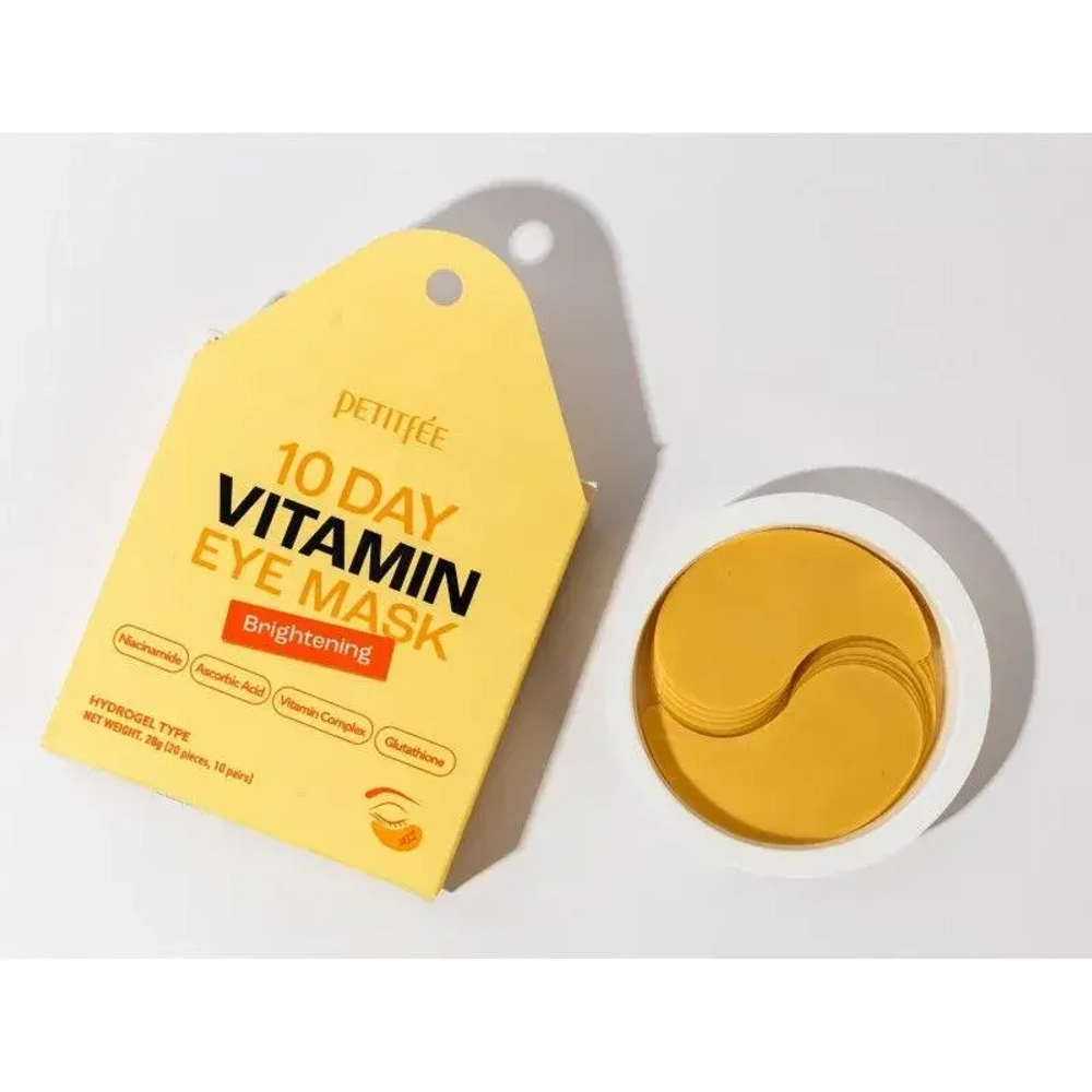 Petitfee 10Day Vitamin Eye Mask Brightening, 20ea, Гидрогелевые осветляющие патчи для глаз