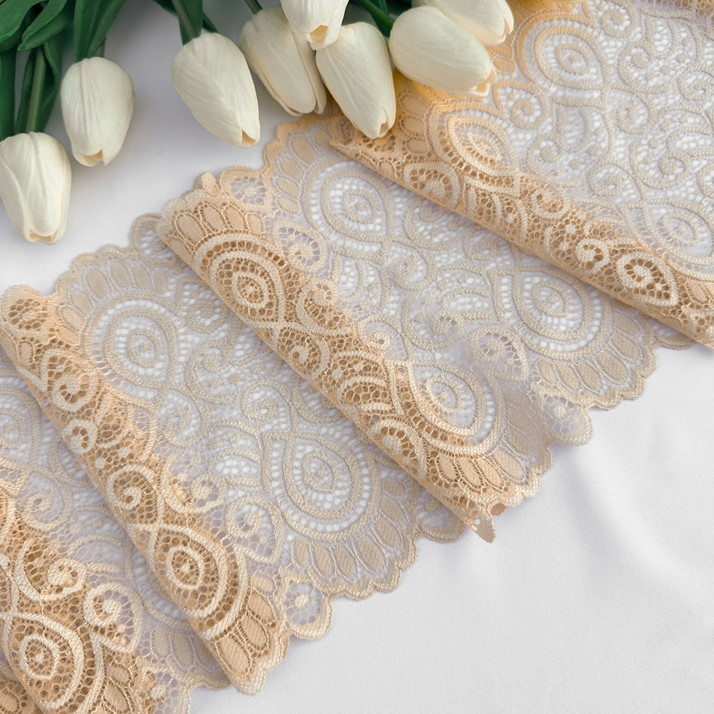 Широкое кружево эластичное 18см, Бежевый (lace/magn/180)