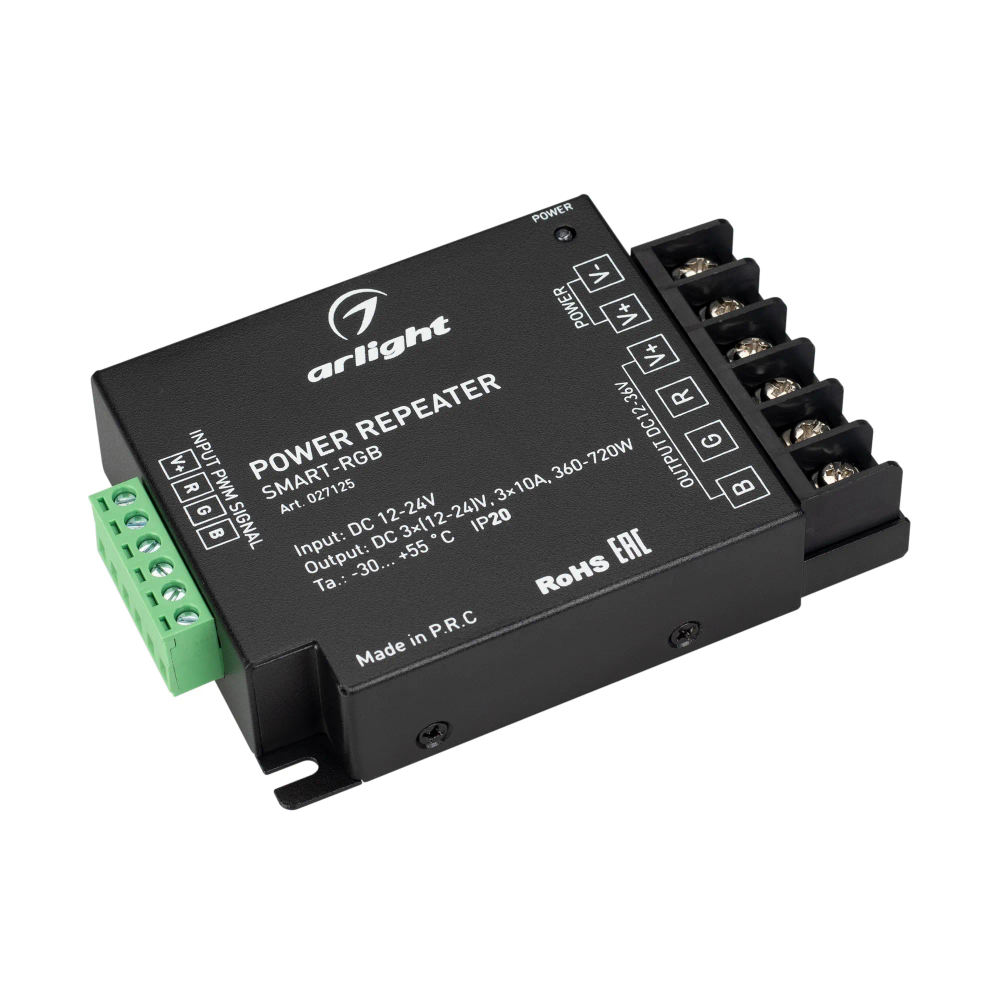 Усилитель SMART-RGB (12-24V, 3x10A) (Arlight, IP20 Металл, 5 лет) 027125