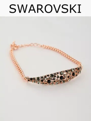 Браслет Россыпь из серо-черных камней Swarovski