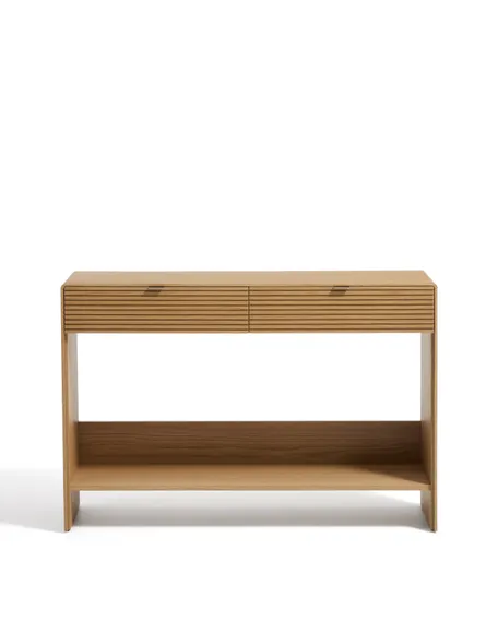 Консоль Norlen с 2 ящиками и полкой из шпона дуба с натуральной отделкой