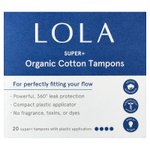 Lola, тампоны из органического хлопка с пластиковыми аппликаторами, Super+, 20 штук