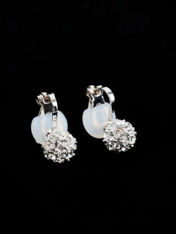 Клипсы Серебряные шарики с кристаллами Swarovski