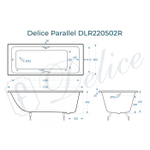 Ванна чугунная Delice Parallel 170х80 с черными матовыми ручками DLR220502RB