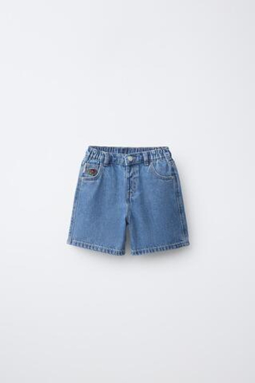 ZARA - FRUIT OF THE LOOM™ ДЖИНСОВЫЕ ШОРТЫ, ЛИНЯЛЫЙ СИНИЙ