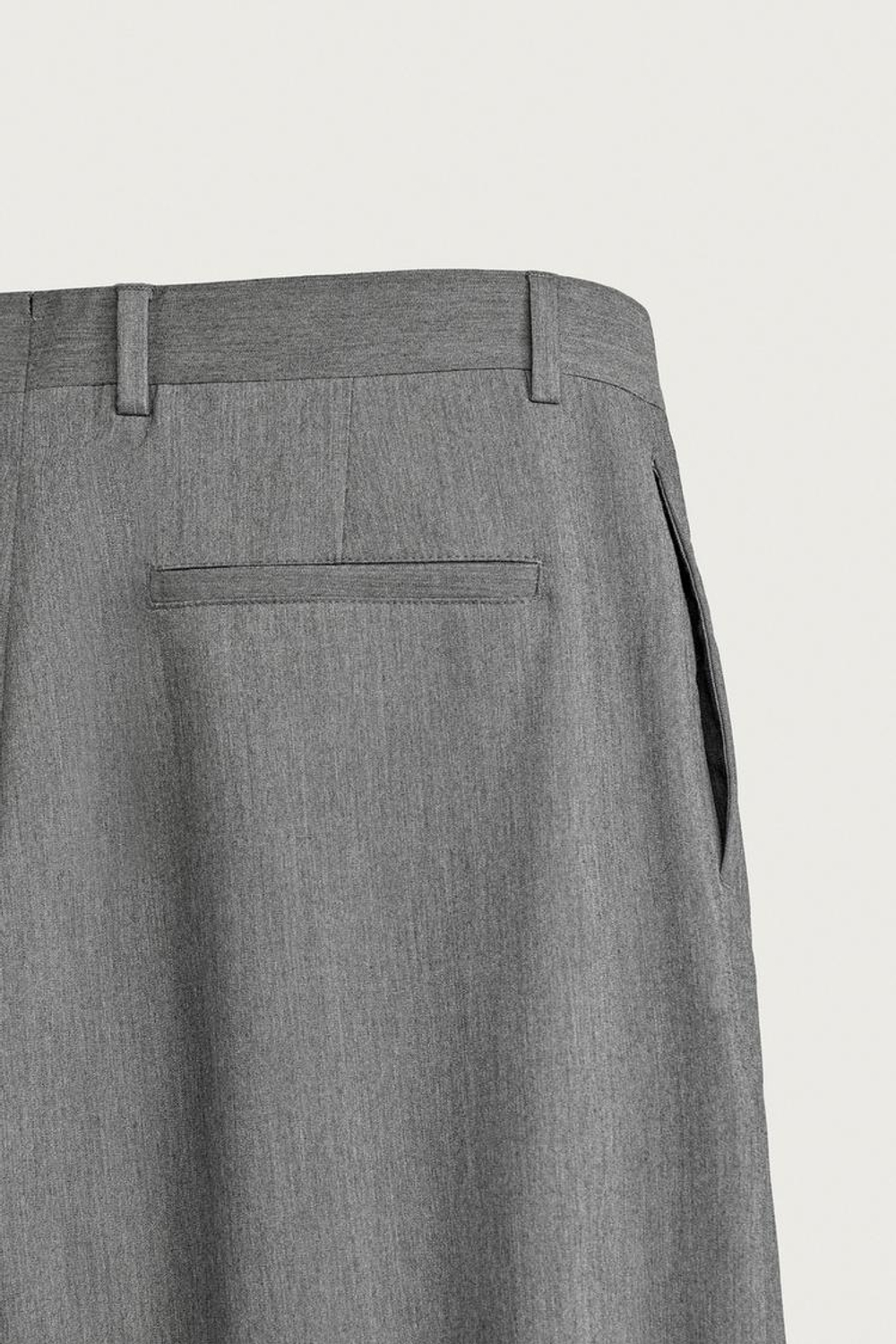 ZARA БРЮКИ WIDE-LEG СО СКЛАДКАМИ, СЕРЫЙ