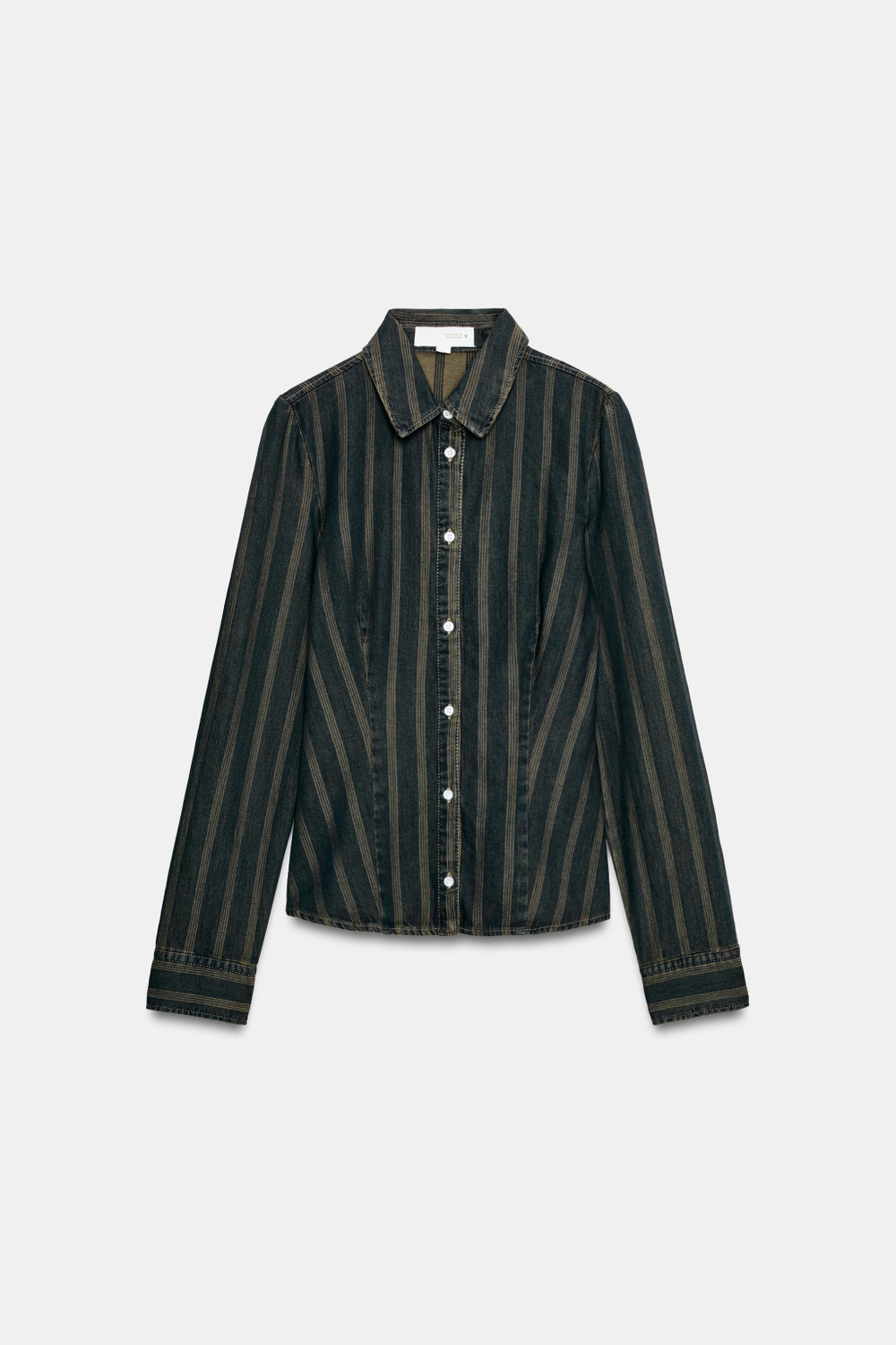 ДЖИНСОВАЯ РУБАШКА В ПОЛОСКУ TRF — ZARA
