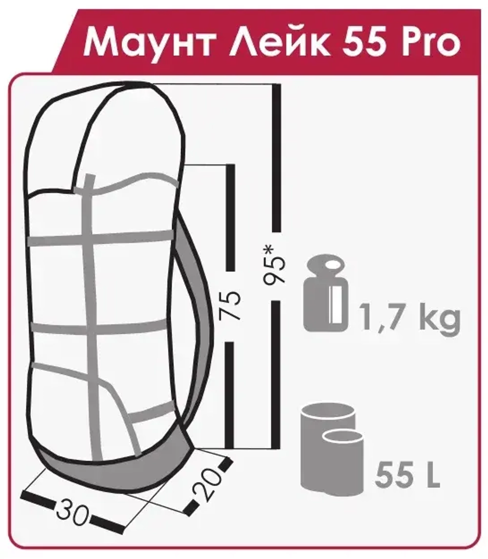 РЮКЗАК ПОХОДНЫЙ NORMAL МАУНТ ЛЕЙК 55 PRO