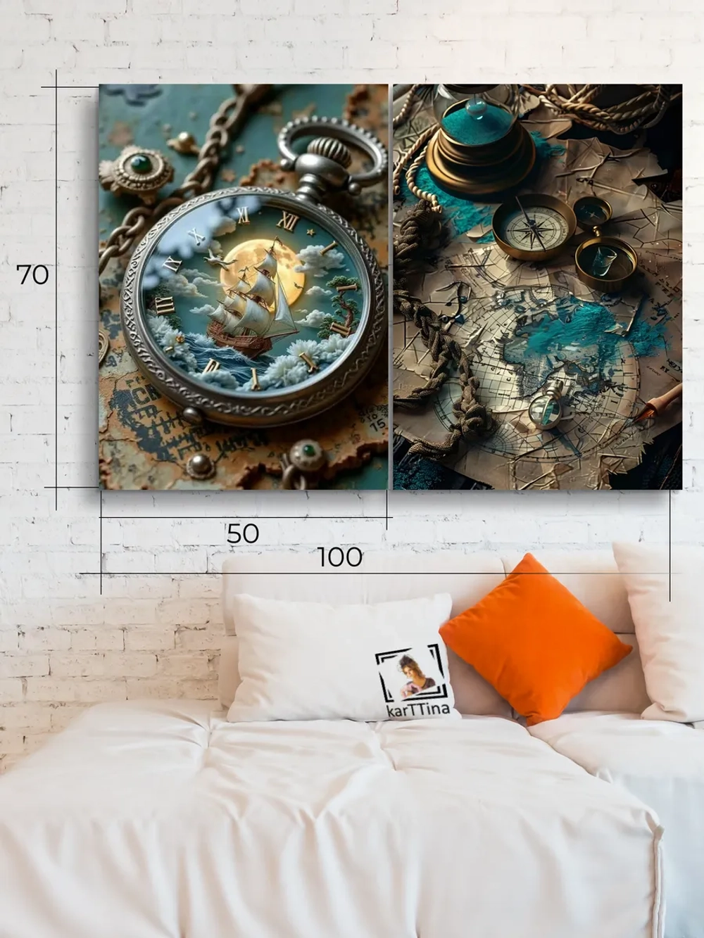 Картина Шторм и путь моряка модульная 50x70см 2шт.