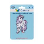 Патч (аппликация самоклеящаяся) №01, 1 шт, 01-107 Единорог 3.2х5.6 см, Gamma ETR