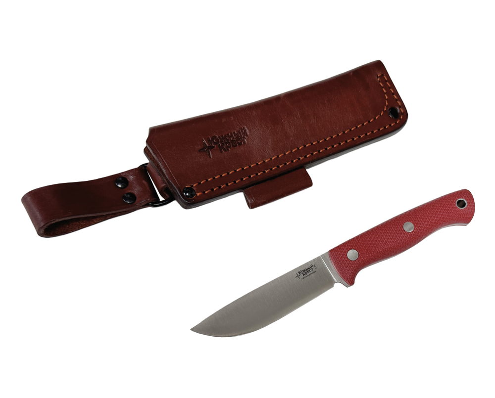 Нож Caribou L, CPR конв., микарта красная насечка, 253.1557