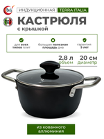 Кастрюля с крышкой антипригарная TVS Terra Italia, 20 см/2,8 литра