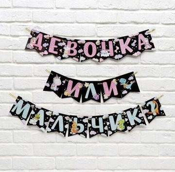 Гирлянда на ленте "Мальчик или девочка",гендер, длина 240 см