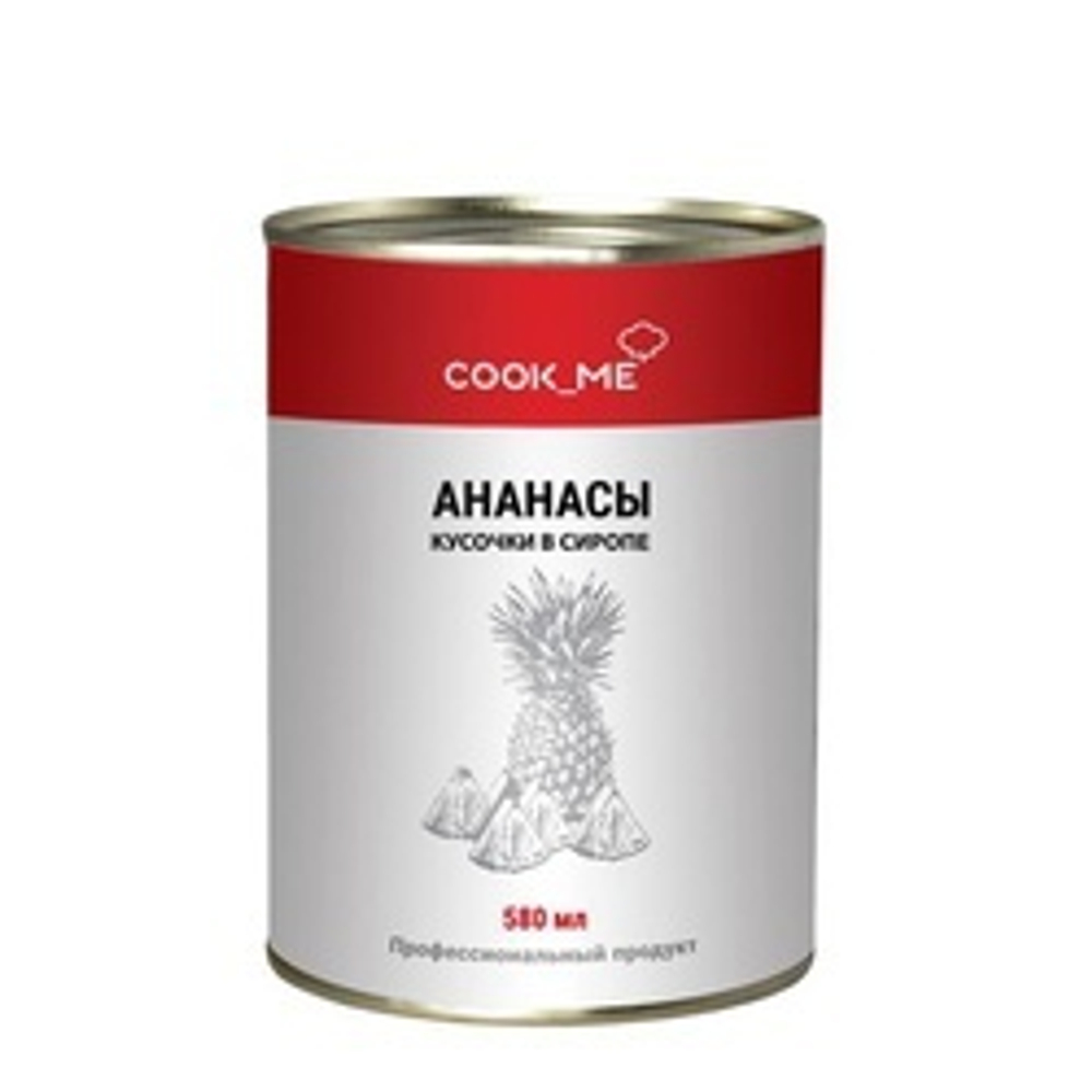КОНСЕРВЫ Ананас кусочки в сиропе 340г/580мл, COOK ME, Тайланд