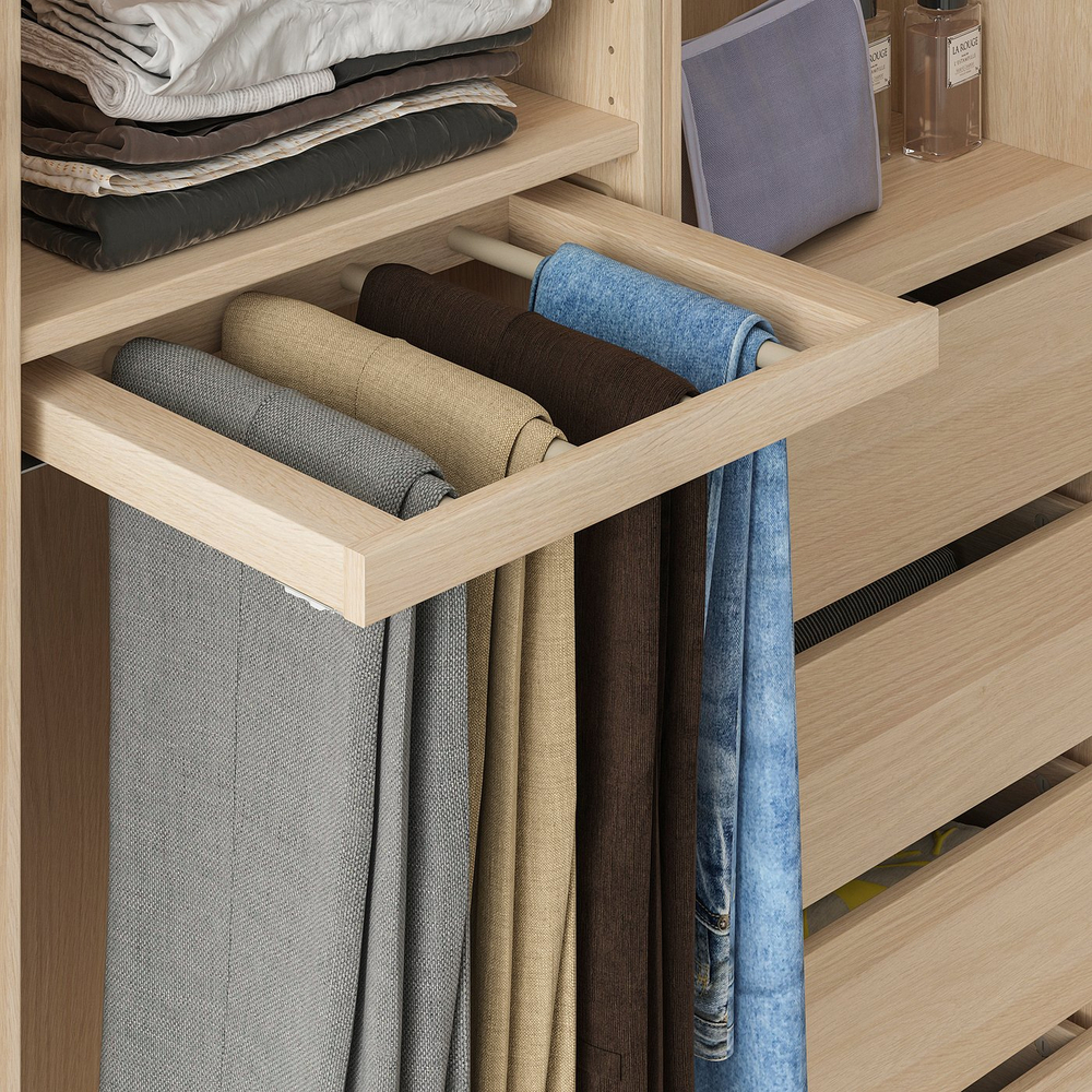 IKEA KOMPLEMENT  (ИКЕА КОМПЛЕМЕНТ)  -  Выдвижная брючница - имитация дуба, окрашенного в белый цвет 50x35 см