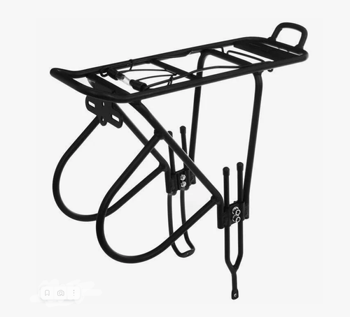 Багажник TRIX задний, 24"-29", алюминиевый, регулируемый по высоте, под сумку-штаны, для дисковых тормозов, черный