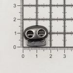 Фиксатор (зажим) для шнура металл плоский, 2 отв., 18х15 мм, (in ⌀4.5 мм), мет. цв.чер.никель, 20 шт