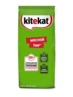 Kitekat сухой корм для взрослых кошек, мясо, 15 кг.