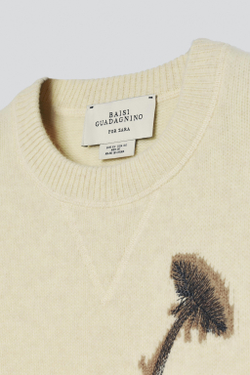 ZARA X BAISI GUADAGNINO СВИТЕР С ВЫШИВКОЙ, КРЕМОВЫЙ