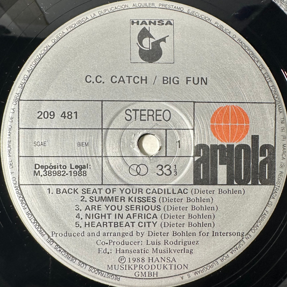 C.C. Catch ‎– Big Fun (Испания 1988г.)