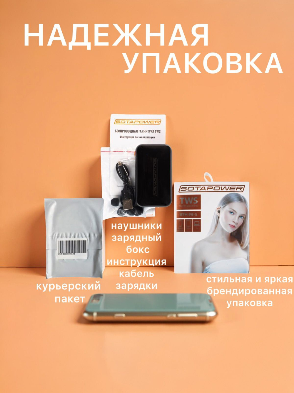 Наушники беспроводные с микрофоном, Bluetooth, белый