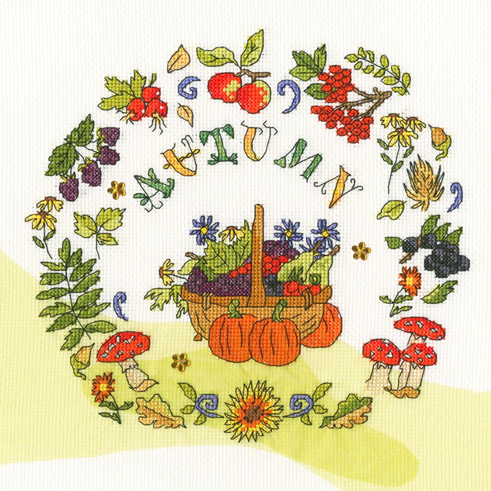 Набор для вышивания нитками Bothy Threads, Autumn Time, 24х24 см Набор для вышивания нитками Bothy Threads, Autumn Time, 24х24 см