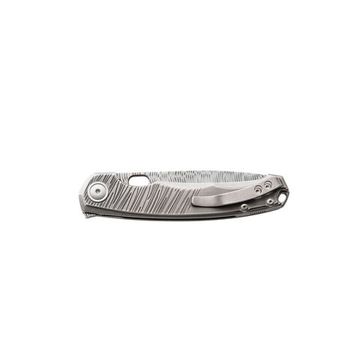 Нож скл."ECLIPSE", ст.DAMASTEEL, кл. с отверст., рук.титан с гравировкой, отверств.д/темляка,титан клипса,лимит.100ШТ,дерев.коробка