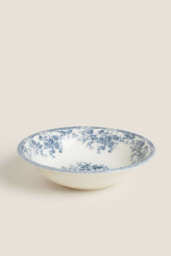 ZARA HOME ЦВЕТОЧНАЯ ФАЯНСОВАЯ ПИАЛА, СИНИЙ
