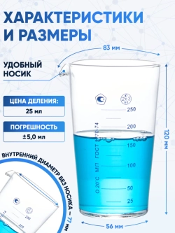 Мензурка лабораторная 250 мл